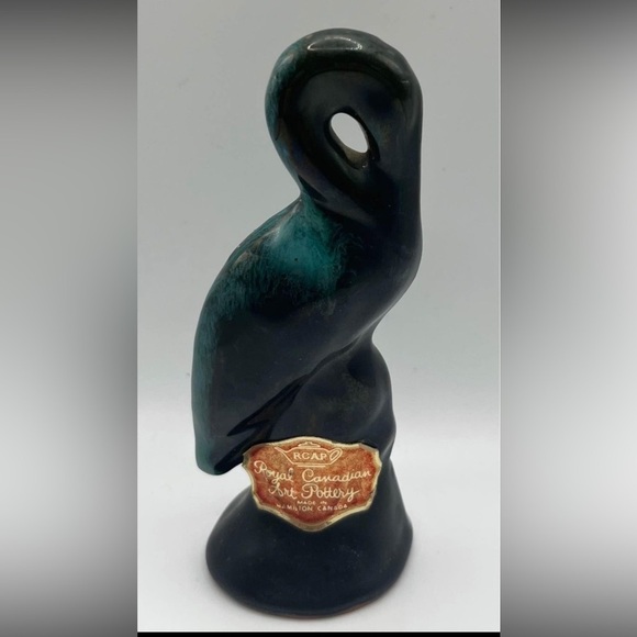 royal Canadian Art Pottery Crane Blue/green 5” - Picture 3 of 3